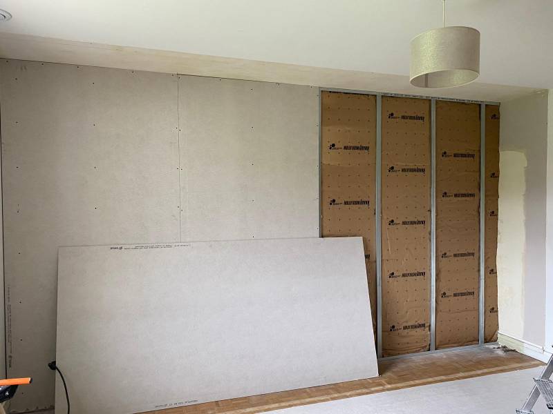 Pose de placo après isolation